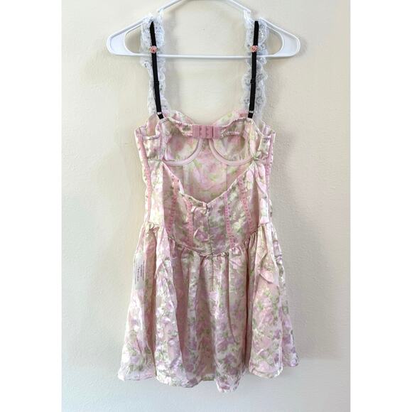 For Love & Lemons NWT Tatiana Pink Floral Mini Dress size Small - Picture 10 of 16